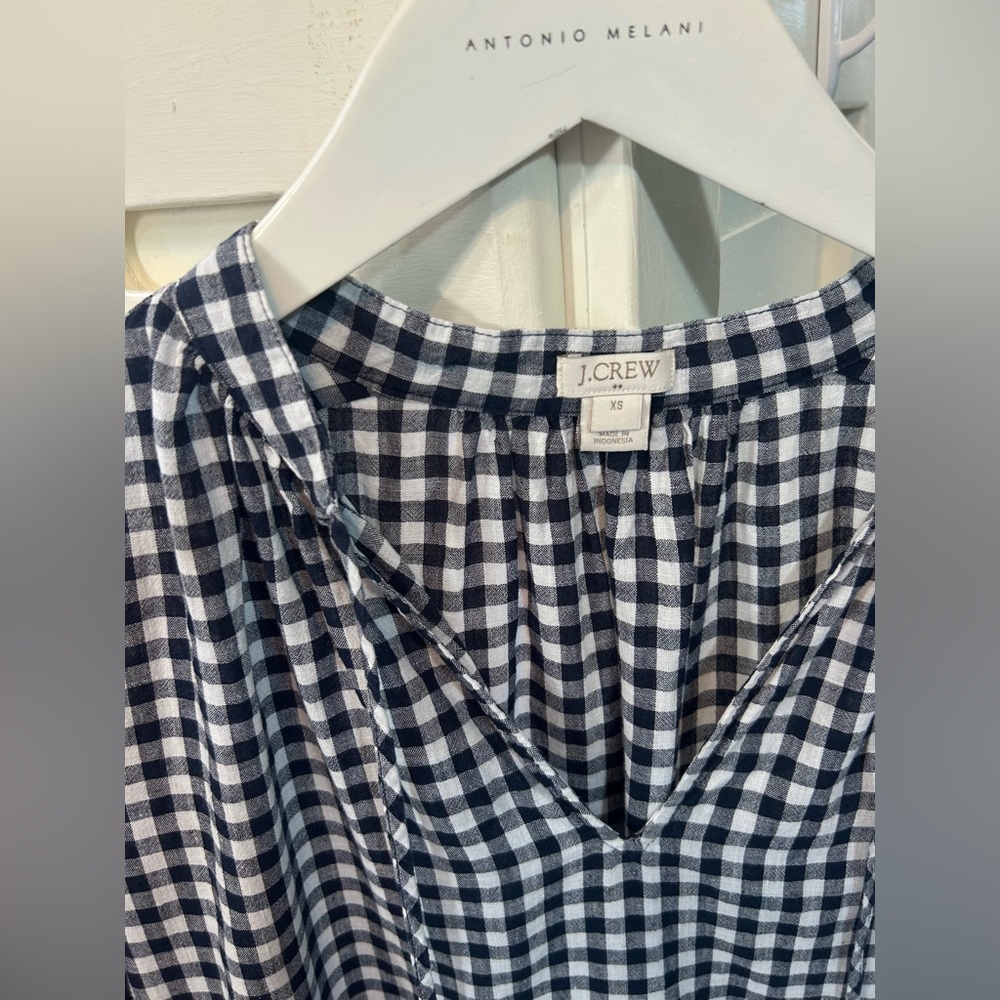 J. Crew Linen & Cotton Blend Gingham Checkered Tunic Gingham Tunic Top Cover Up✨ - Picture 5 of 9